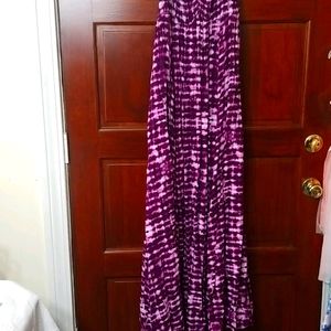 Purple and white cap sleeve maxi dress